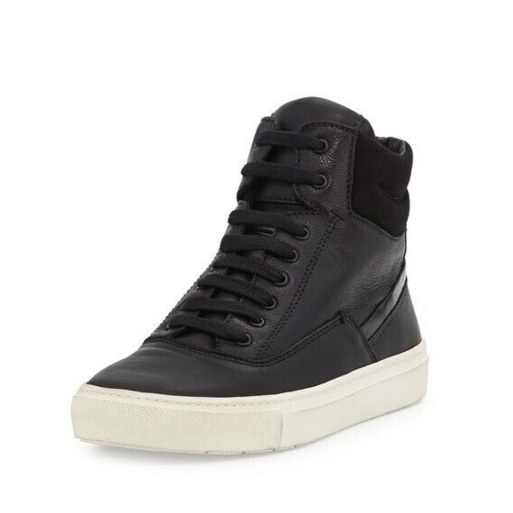 Vince.  Newman Black Leather High-Top Sneaker Fashion Shoes Women Sz 6 M